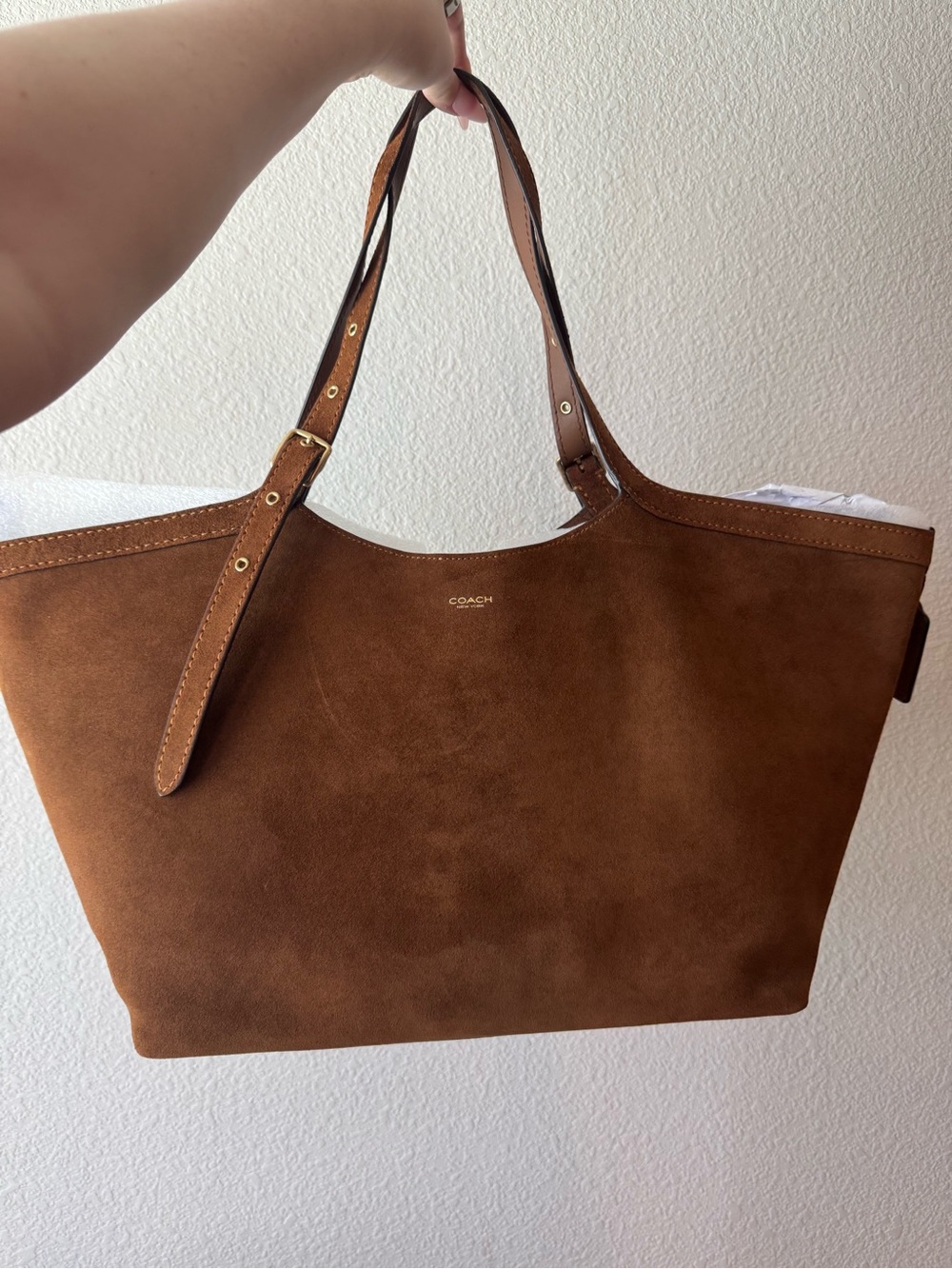 COACH Gramercy tote in Warm Brown suede